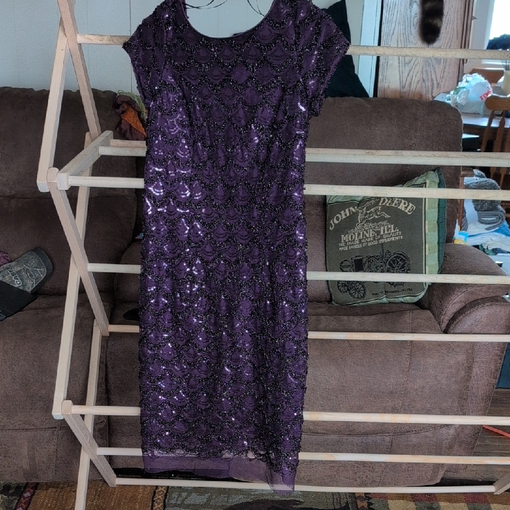 Purple Sequin Sheath Midi Dress for Cocktail Events